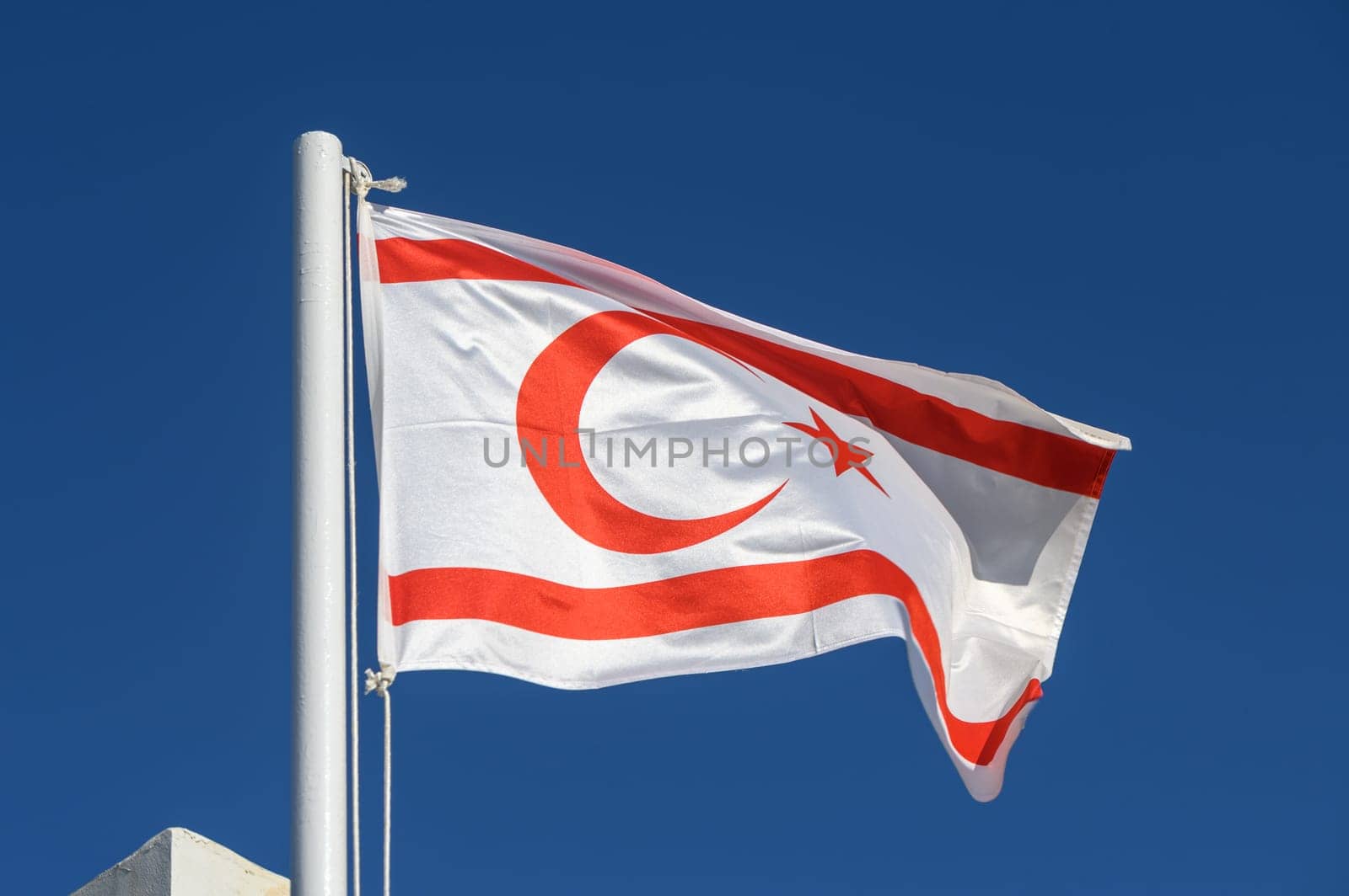 Northern Cyprus flag against blue sky 8 by Mixa74