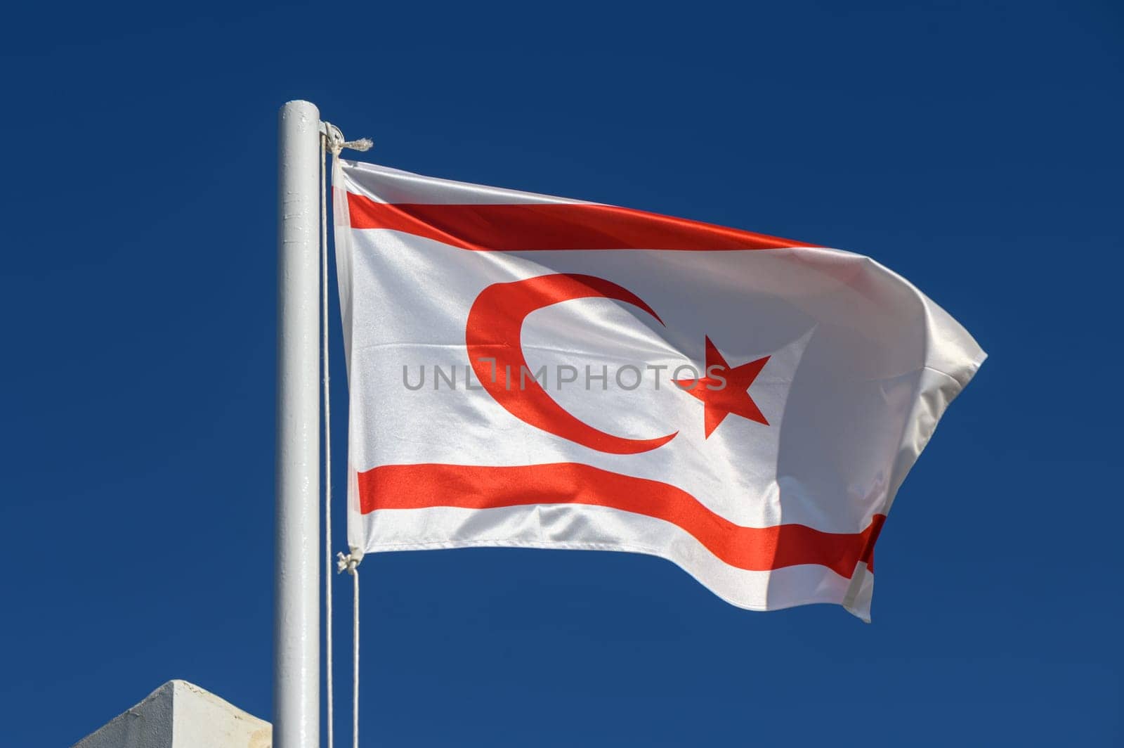 Northern Cyprus flag against blue sky 10 by Mixa74