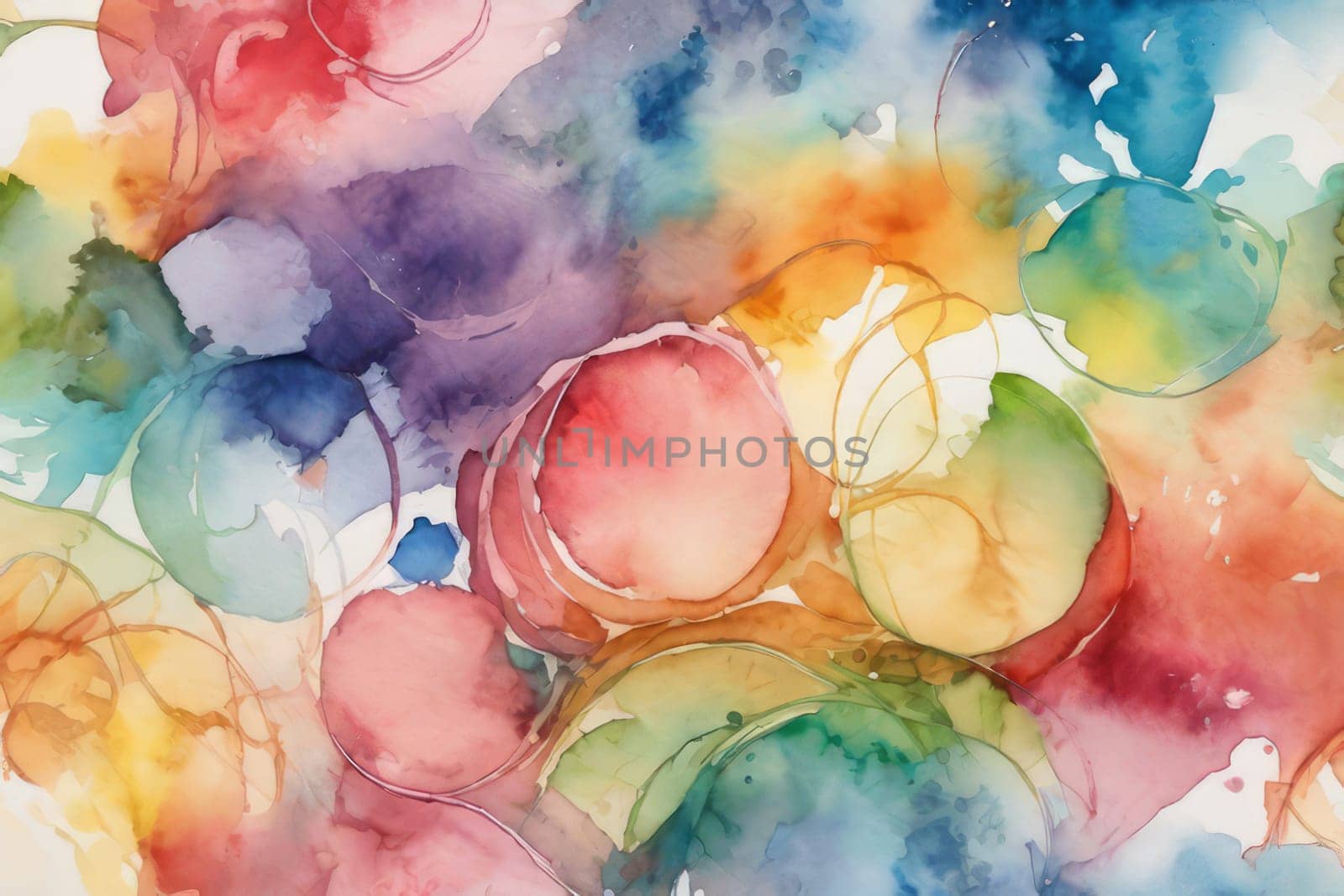 Abstract watercolor background in rainbow colors.