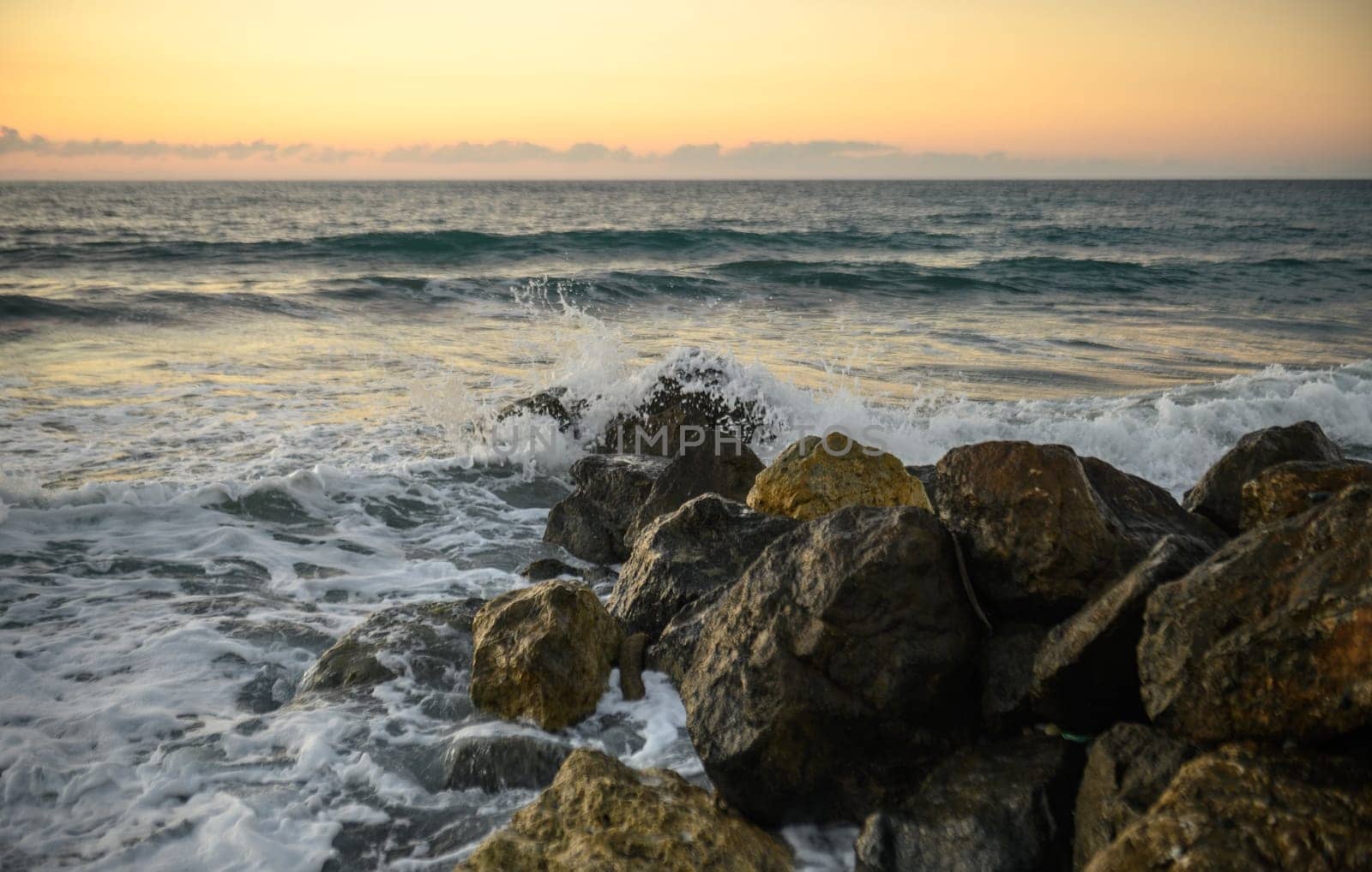 waves and splashes of water on rocks on the Mediterranean Sea in Northern Cyprus 1 by Mixa74