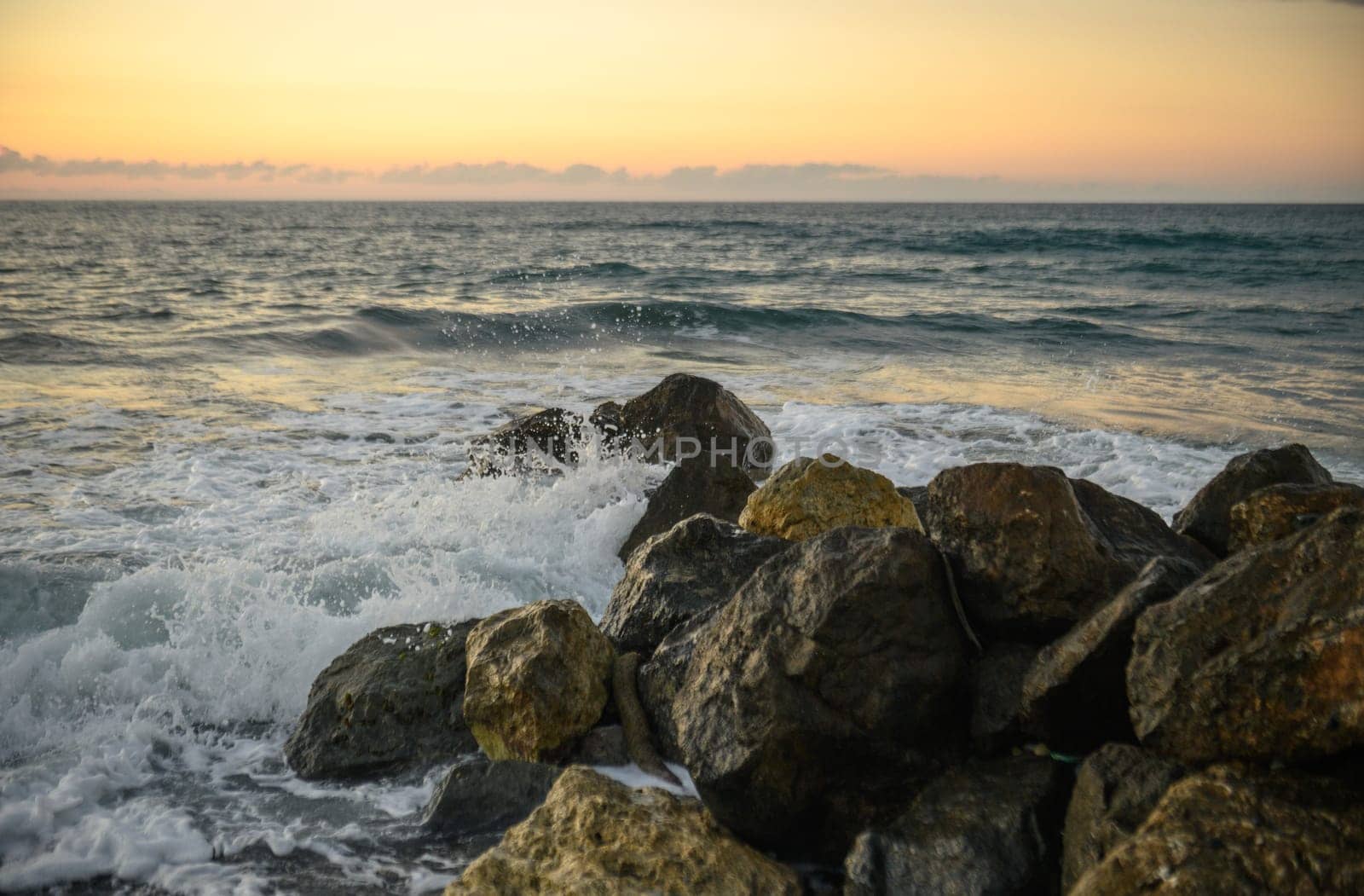 waves and splashes of water on rocks on the Mediterranean Sea in Northern Cyprus 5