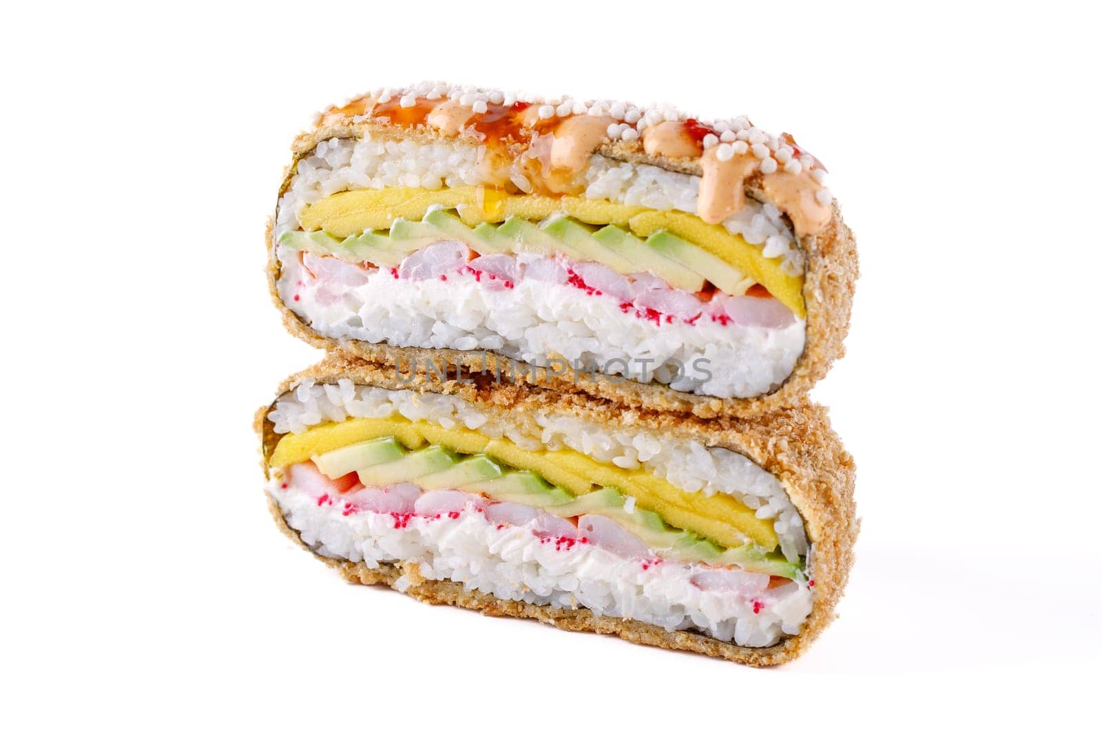 appetizing fresh sushi burgers on white background for food delivery site 5