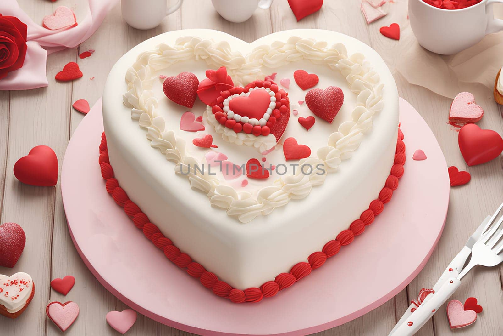 Heart-shaped mousse cake for Valentine's Day