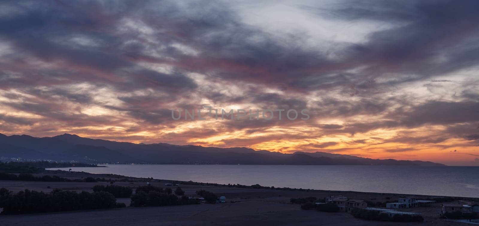 autumn sunset on the Mediterranean coast on the island of Cyprus