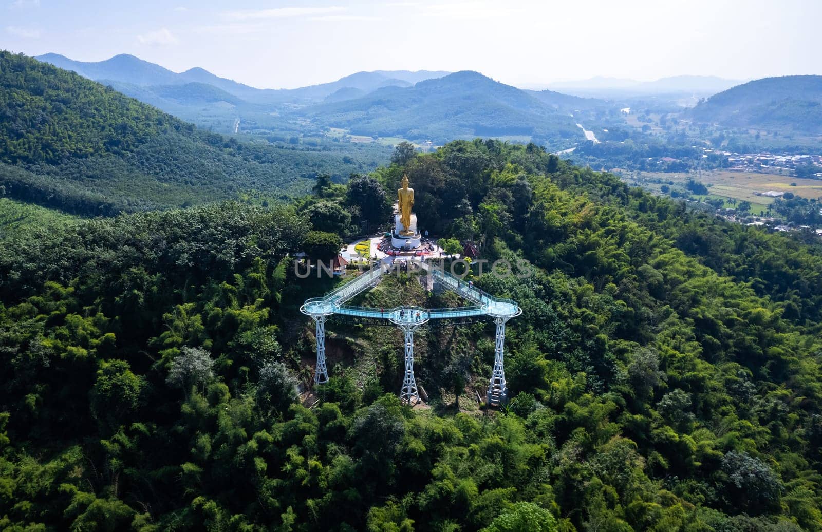 Aerial view of the Skywalk in Chiang Khan, Thailand, south east asia