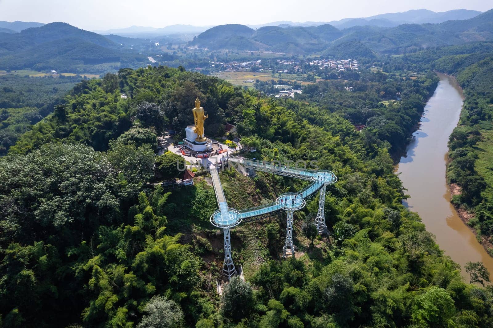 Aerial view of the Skywalk in Chiang Khan, Thailand, south east asia