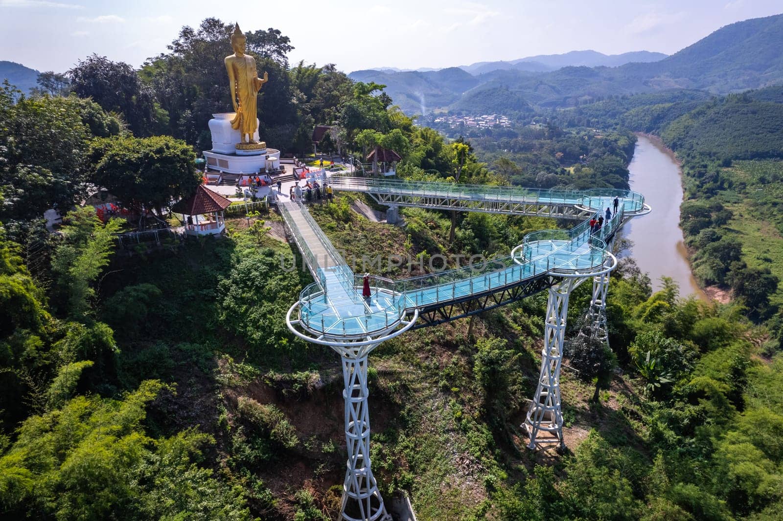 Aerial view of the Skywalk in Chiang Khan, Thailand, south east asia