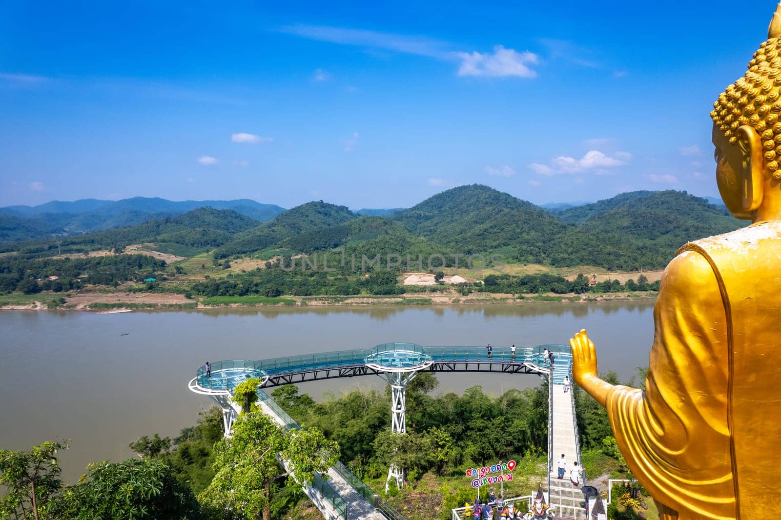 Aerial view of the Skywalk in Chiang Khan, Thailand, south east asia