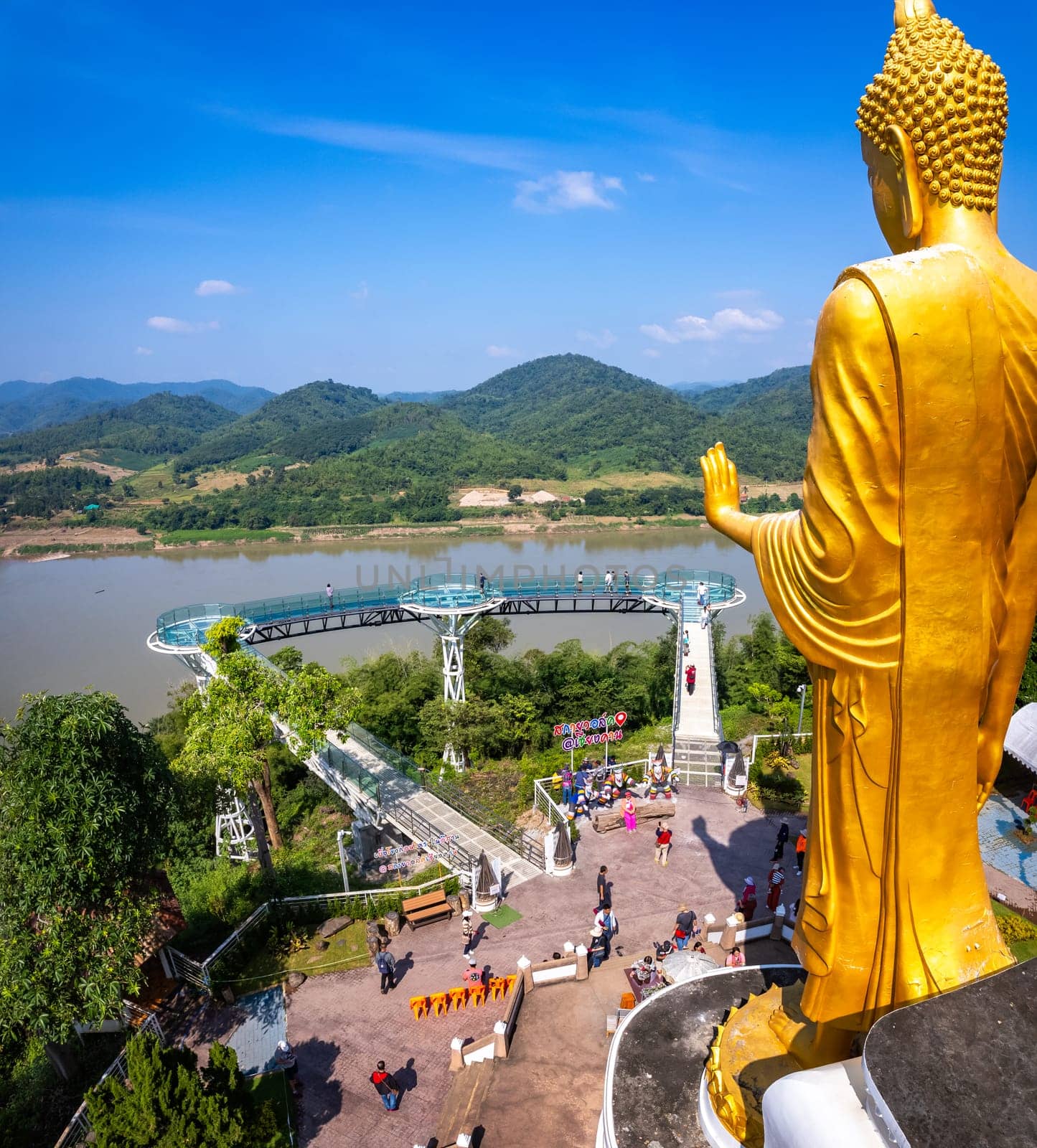 Aerial view of the Skywalk in Chiang Khan, Thailand, south east asia