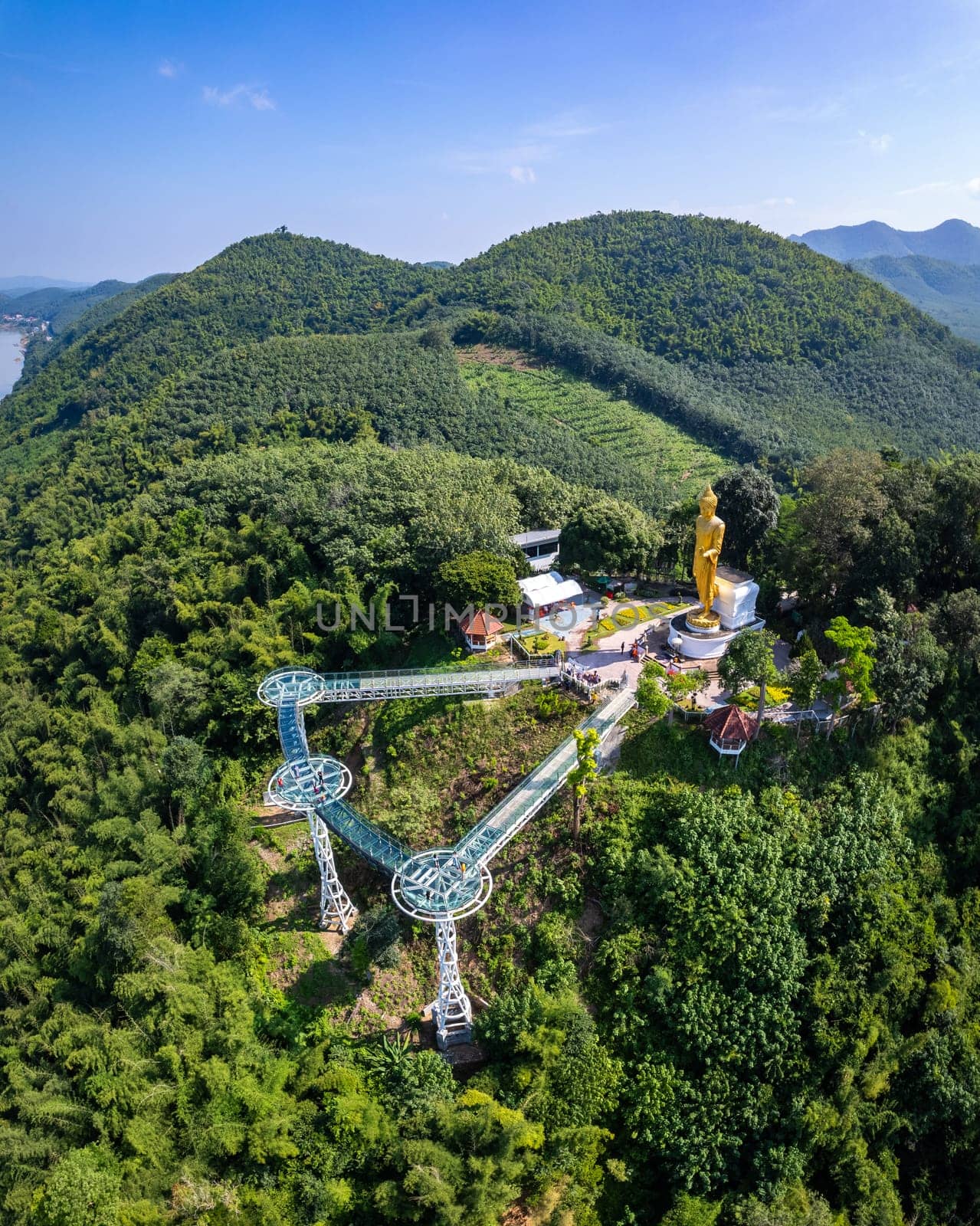 Aerial view of the Skywalk in Chiang Khan, Thailand, south east asia