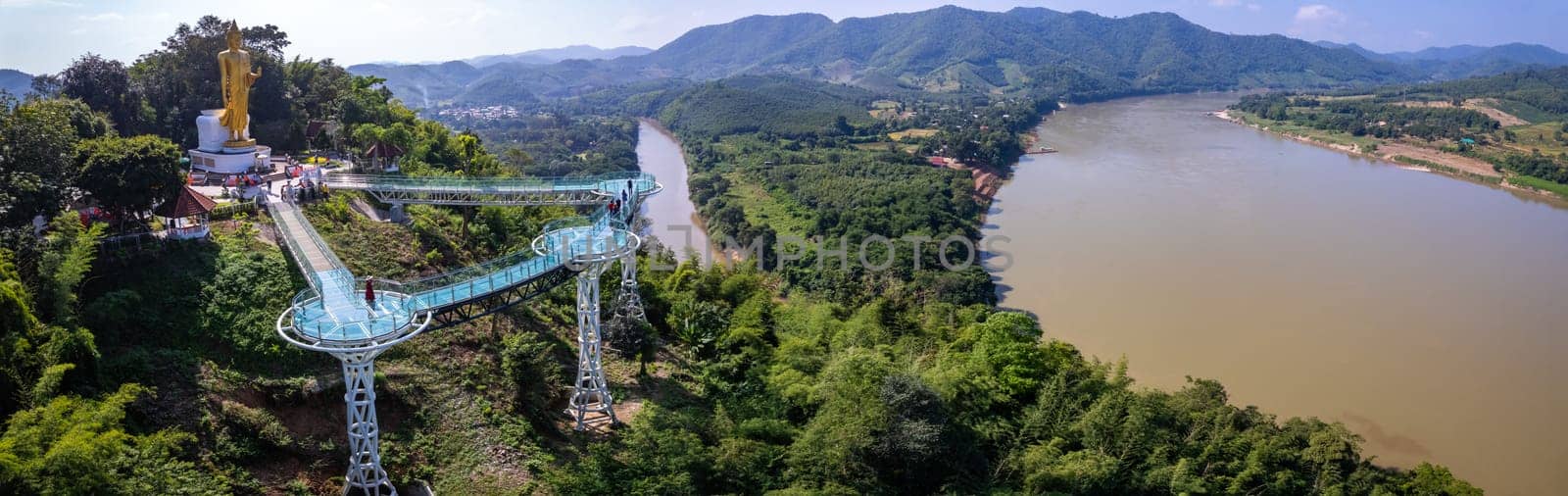 Aerial view of the Skywalk in Chiang Khan, Thailand, south east asia