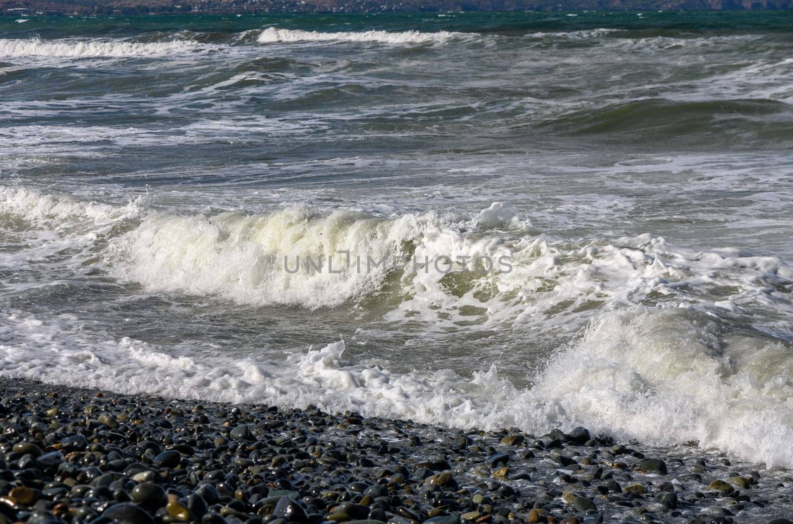 waves on the Mediterranean Sea of ​​Cyprus during a storm