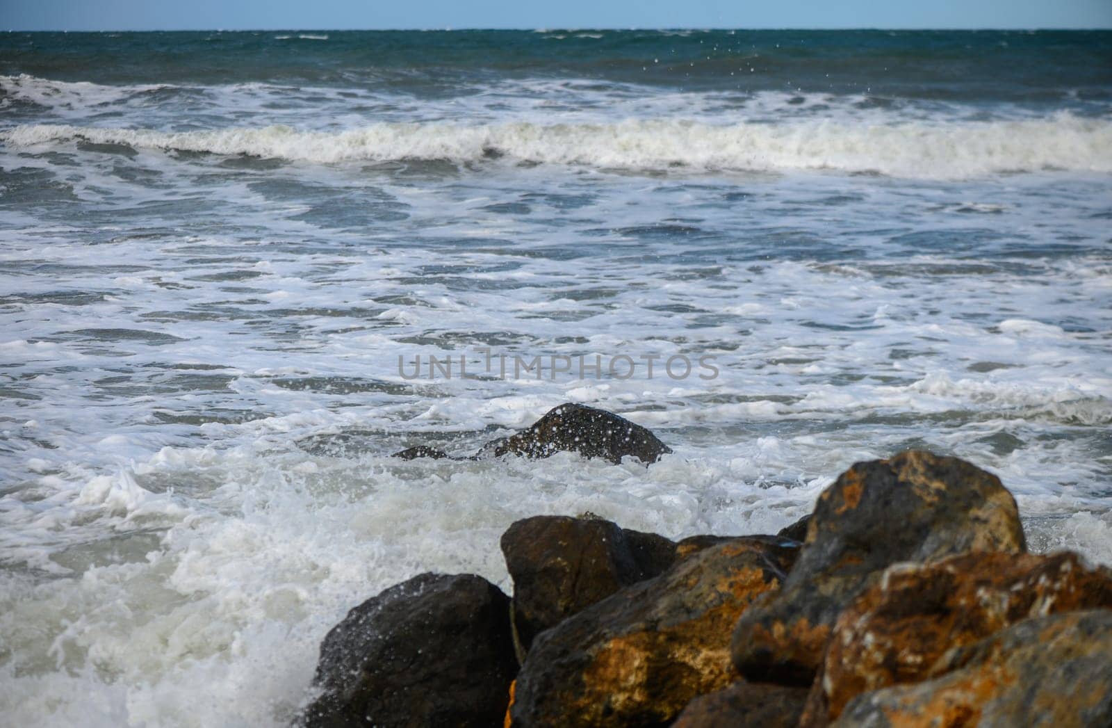 waves on the Mediterranean Sea of ​​Cyprus during a storm 5