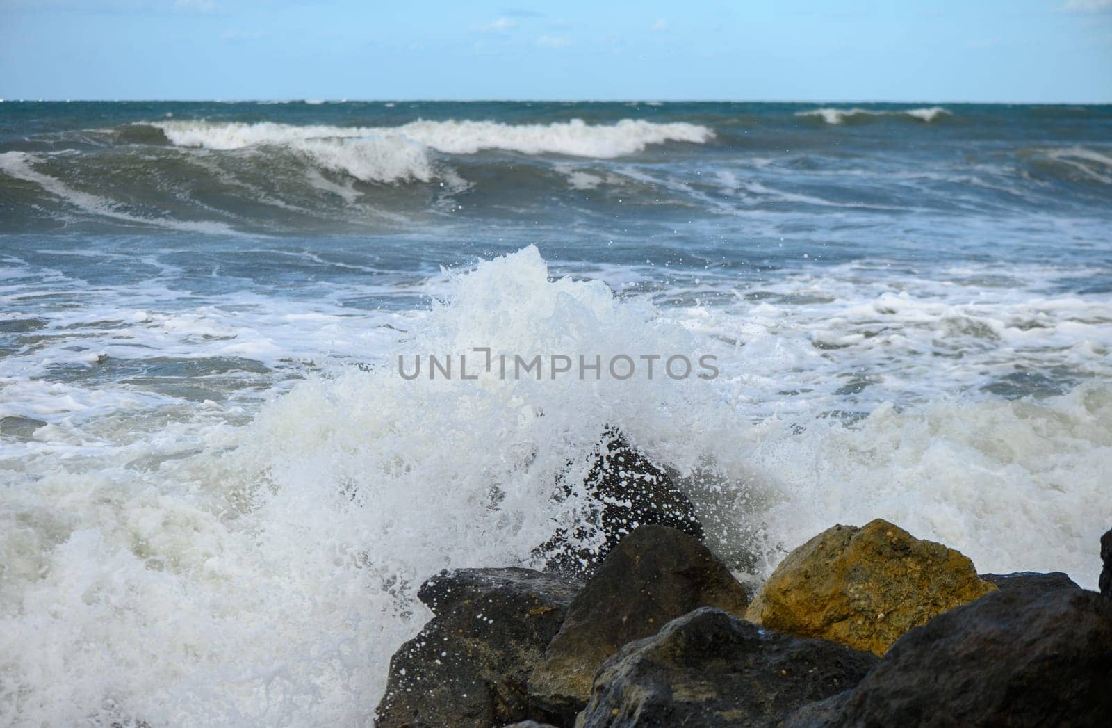 waves on the Mediterranean Sea of ​​Cyprus during a storm 8