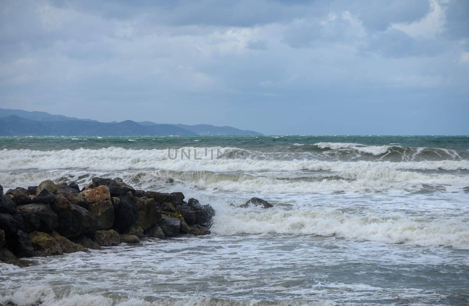 waves on the Mediterranean Sea of ​​Cyprus during a storm 11