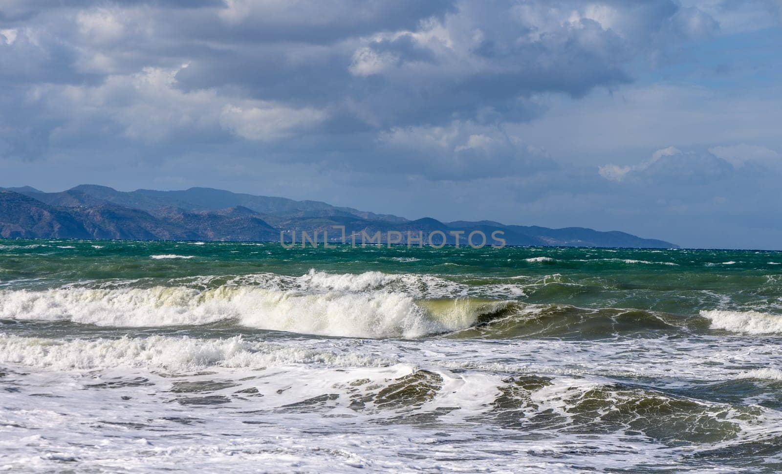 view of the Mediterranean Sea and the mountains of Cyprus during a storm 3 by Mixa74