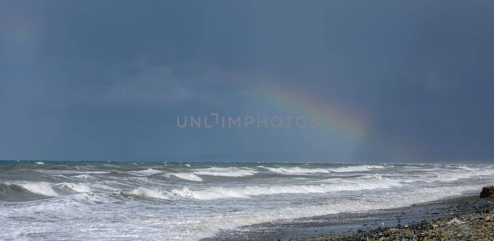 rainbow over the Mediterranean sea during a storm 2 by Mixa74