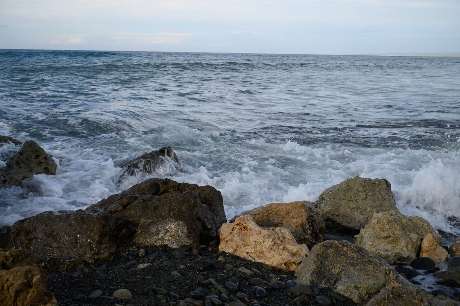 waves crashing on rocks on the Mediterranean coast 5 by Mixa74