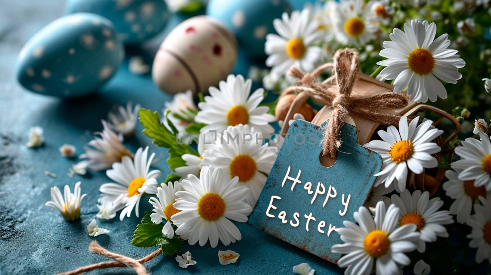 Happy Easter card and eggs. Selective focus. by mila1784