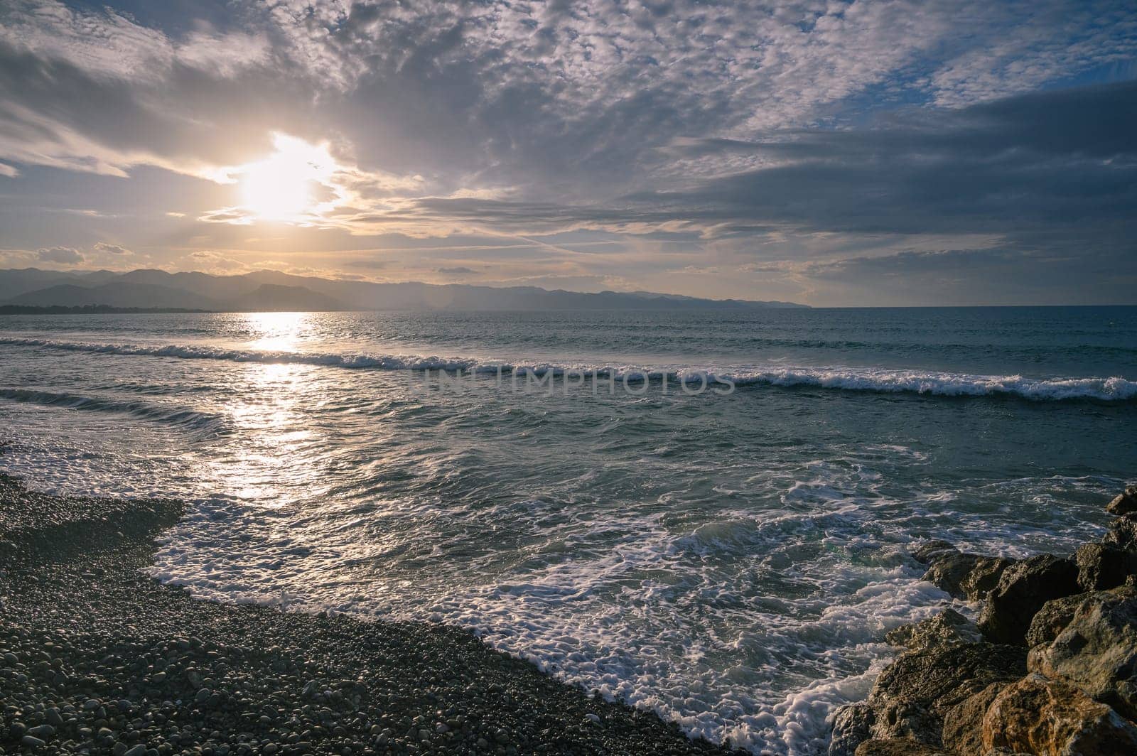 evening sun over mountains and Mediterranean sea 10