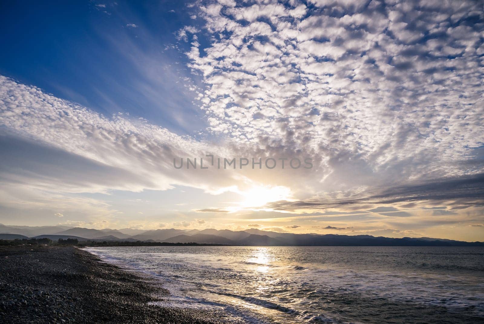 evening sun over mountains and Mediterranean sea 12 by Mixa74