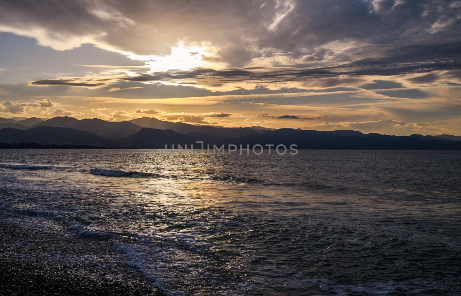 evening sun over mountains and Mediterranean sea 19 by Mixa74