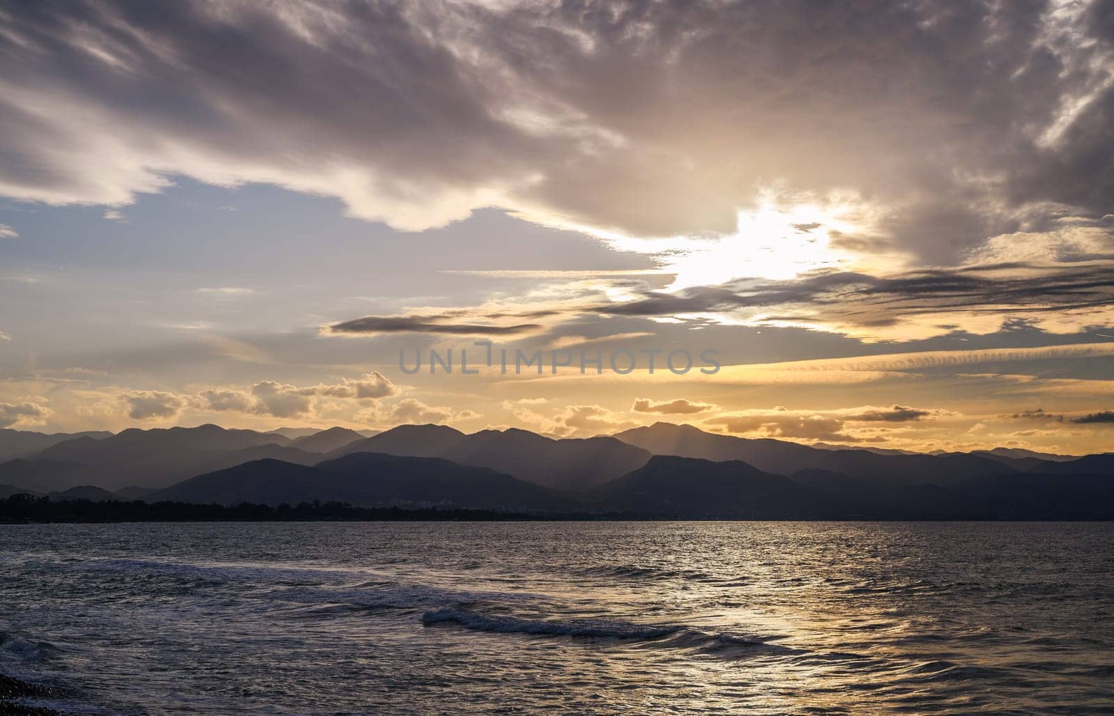 evening sun over mountains and Mediterranean sea 20 by Mixa74