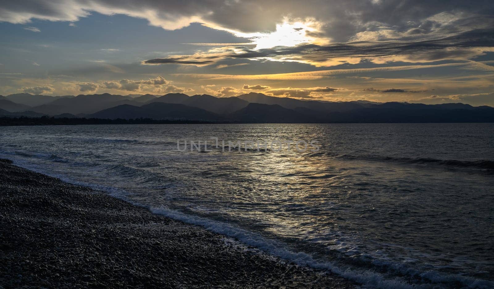 evening sun over mountains and Mediterranean sea 21 by Mixa74