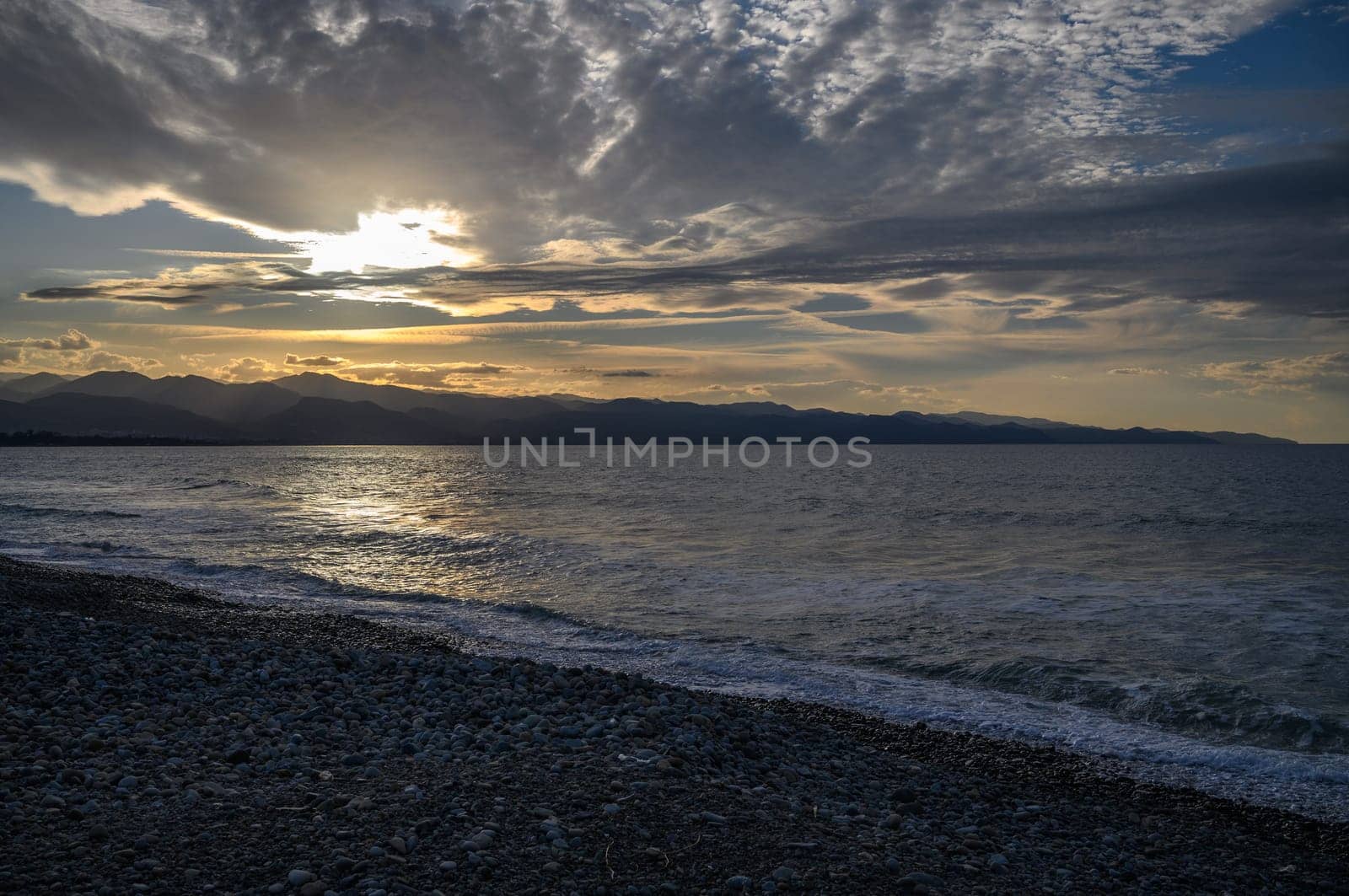 evening sun over mountains and Mediterranean sea 22 by Mixa74