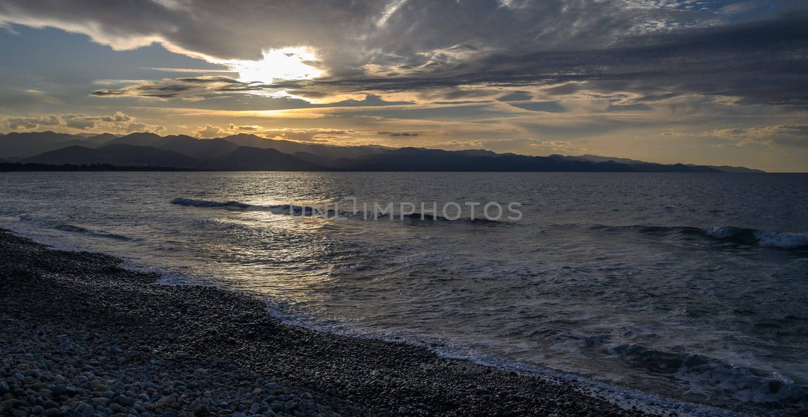 evening sun over mountains and Mediterranean sea 23 by Mixa74