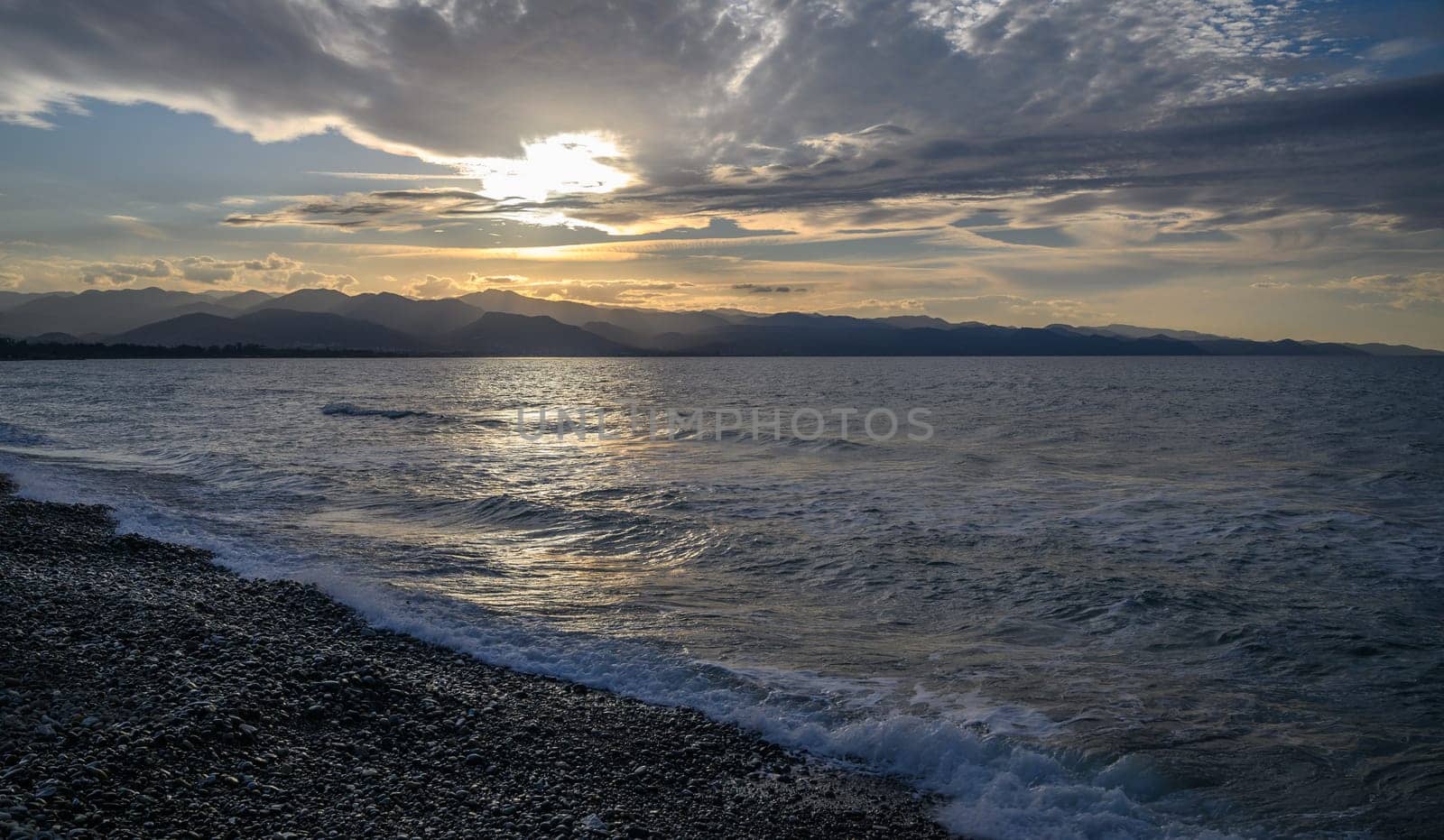 evening sun over mountains and Mediterranean sea 25 by Mixa74