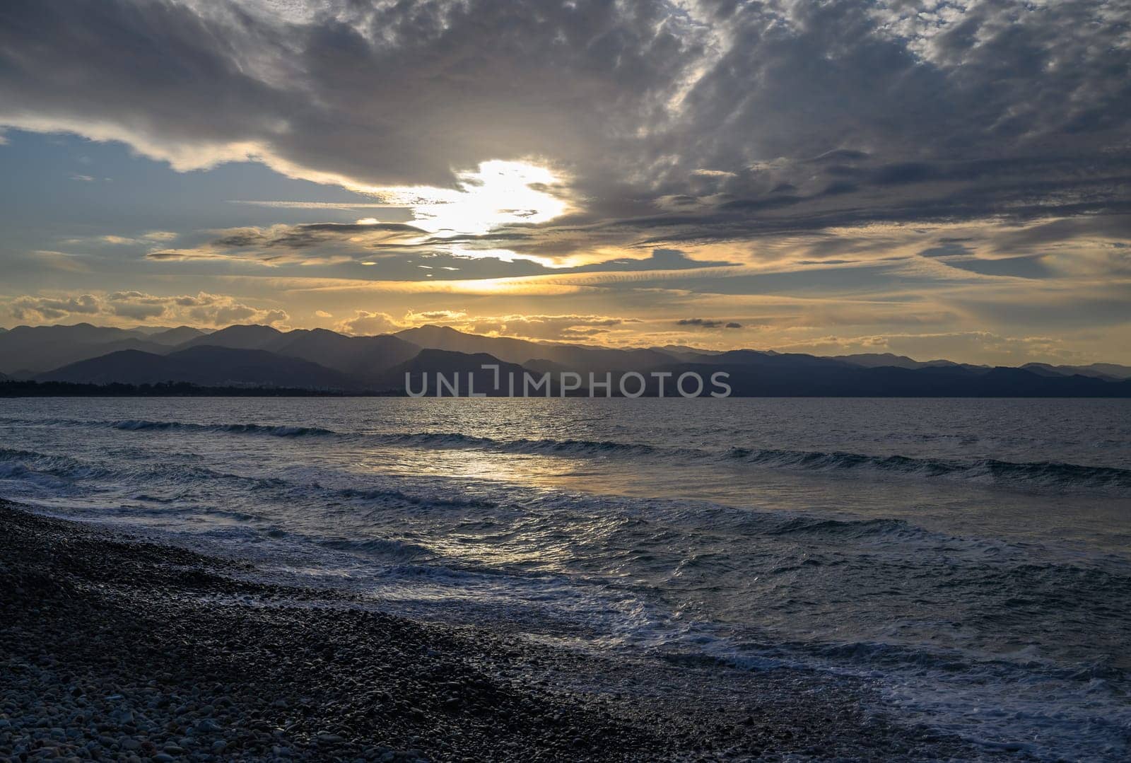 evening sun over mountains and Mediterranean sea 25