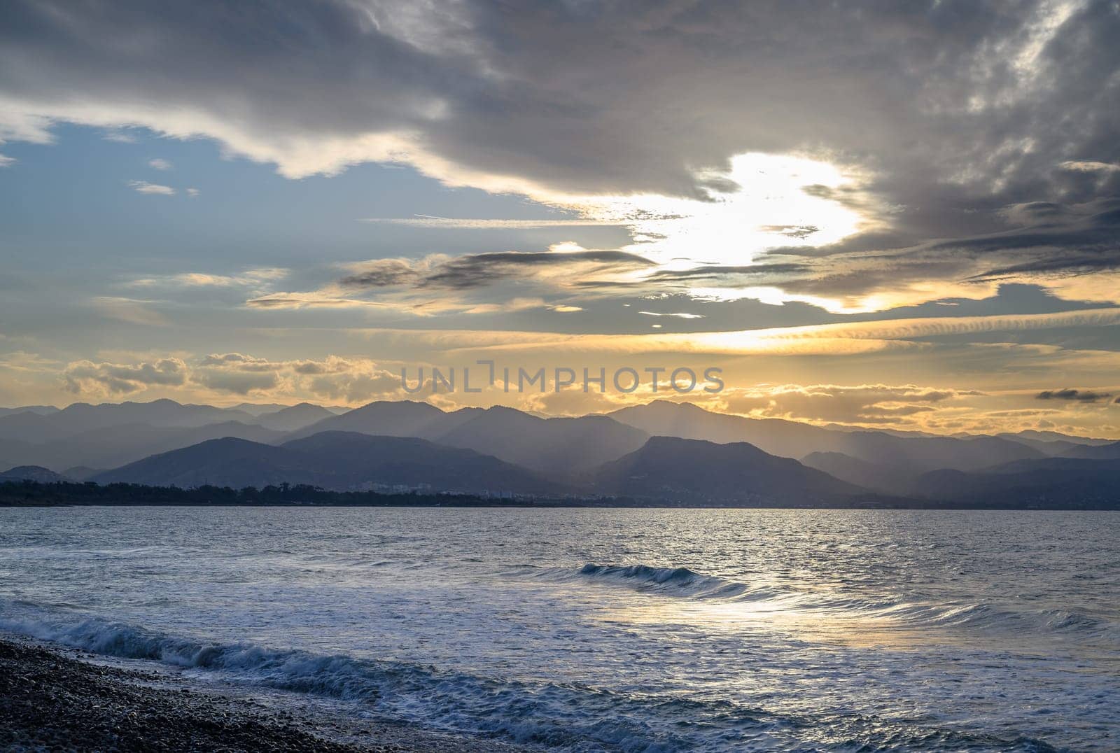 evening sun over mountains and Mediterranean sea 29 by Mixa74