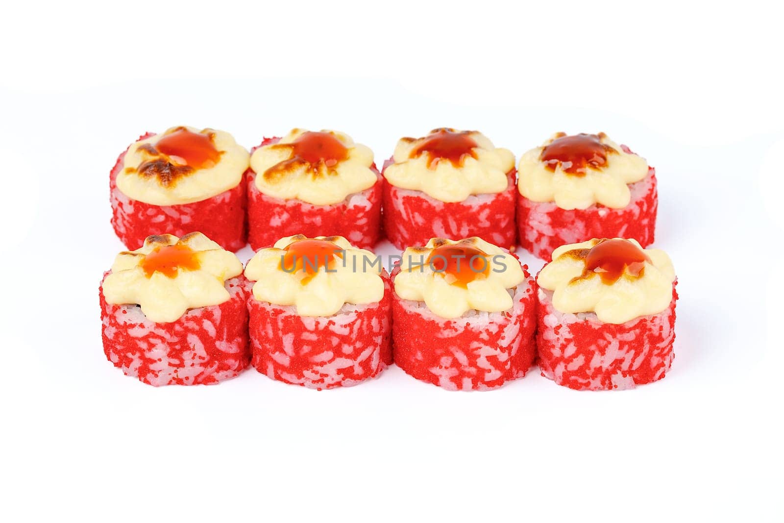 fresh appetizing baked rolls on a white background for food delivery site 8