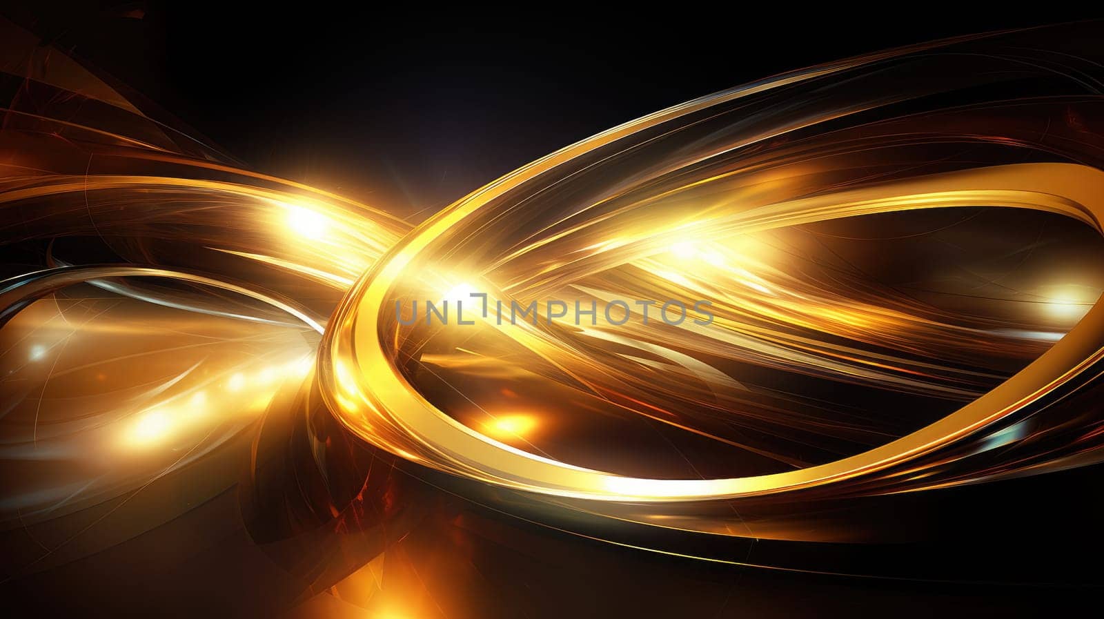 Abstract golden ring on black background AI