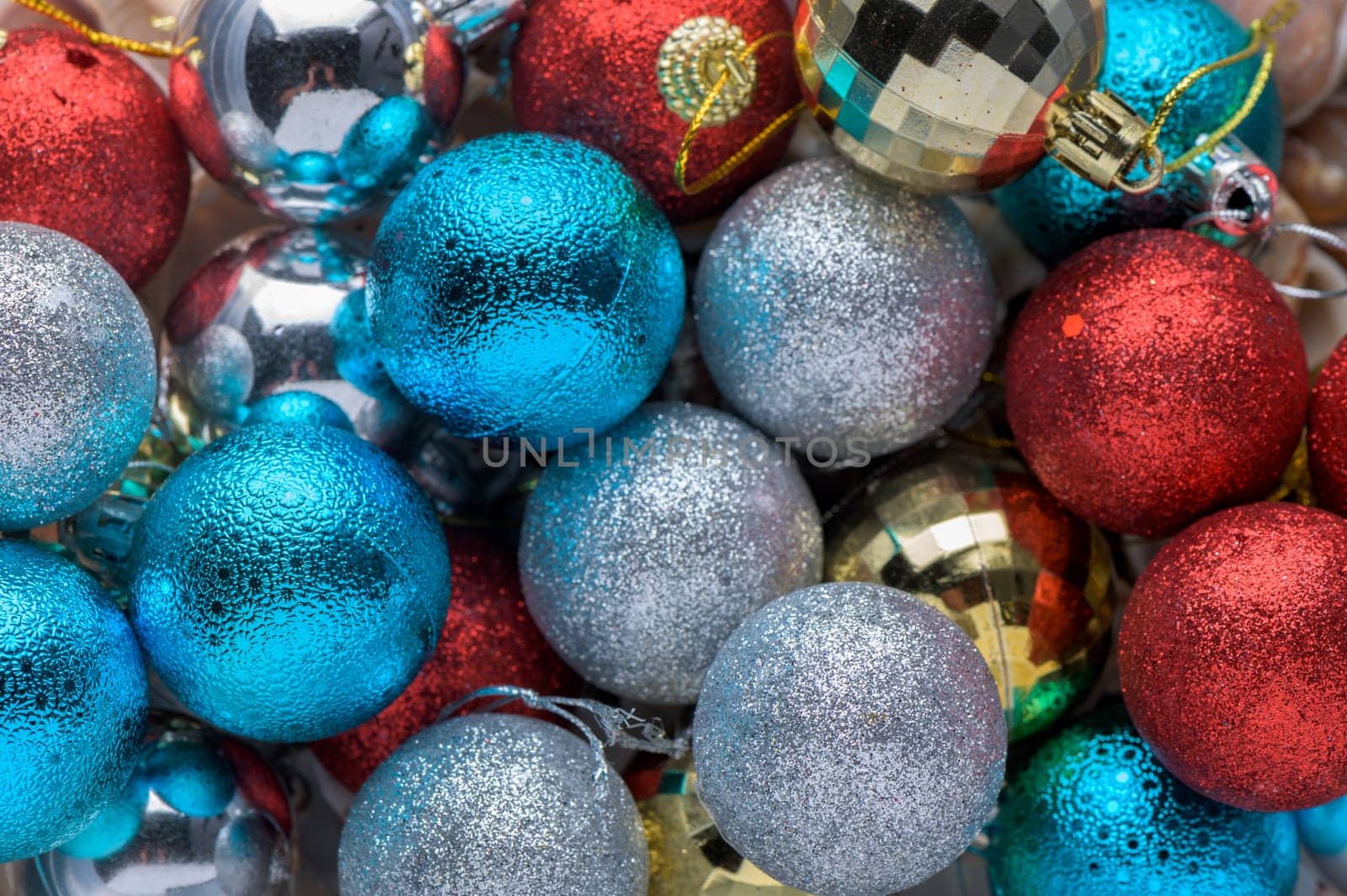 multi-colored Christmas tree decorations as a background 4