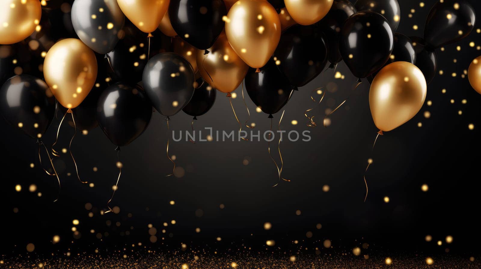 Luxury balloon background border frame in gold and black color by natali_brill