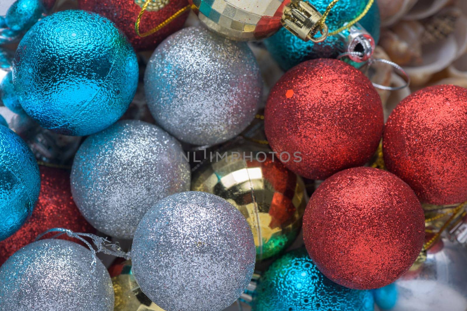 multi-colored Christmas tree decorations as a background 1