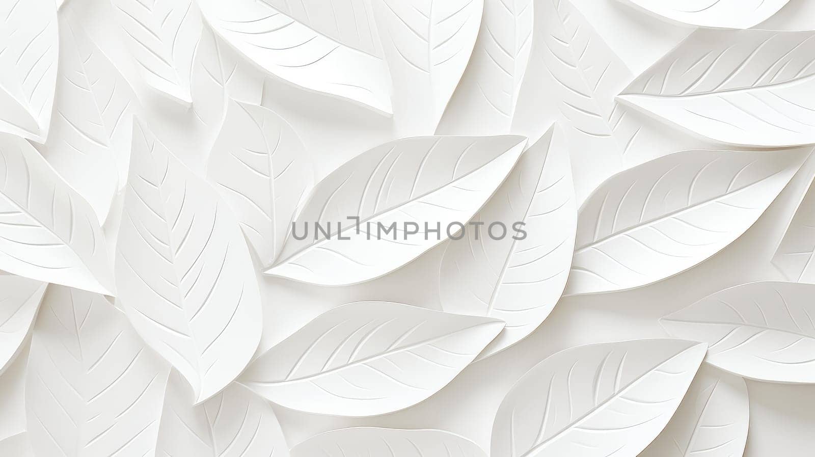 White geometric leaves 3d tiles texture background by natali_brill