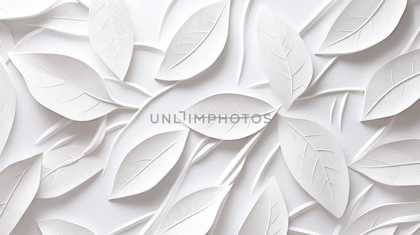 White geometric leaves 3d tiles texture background by natali_brill