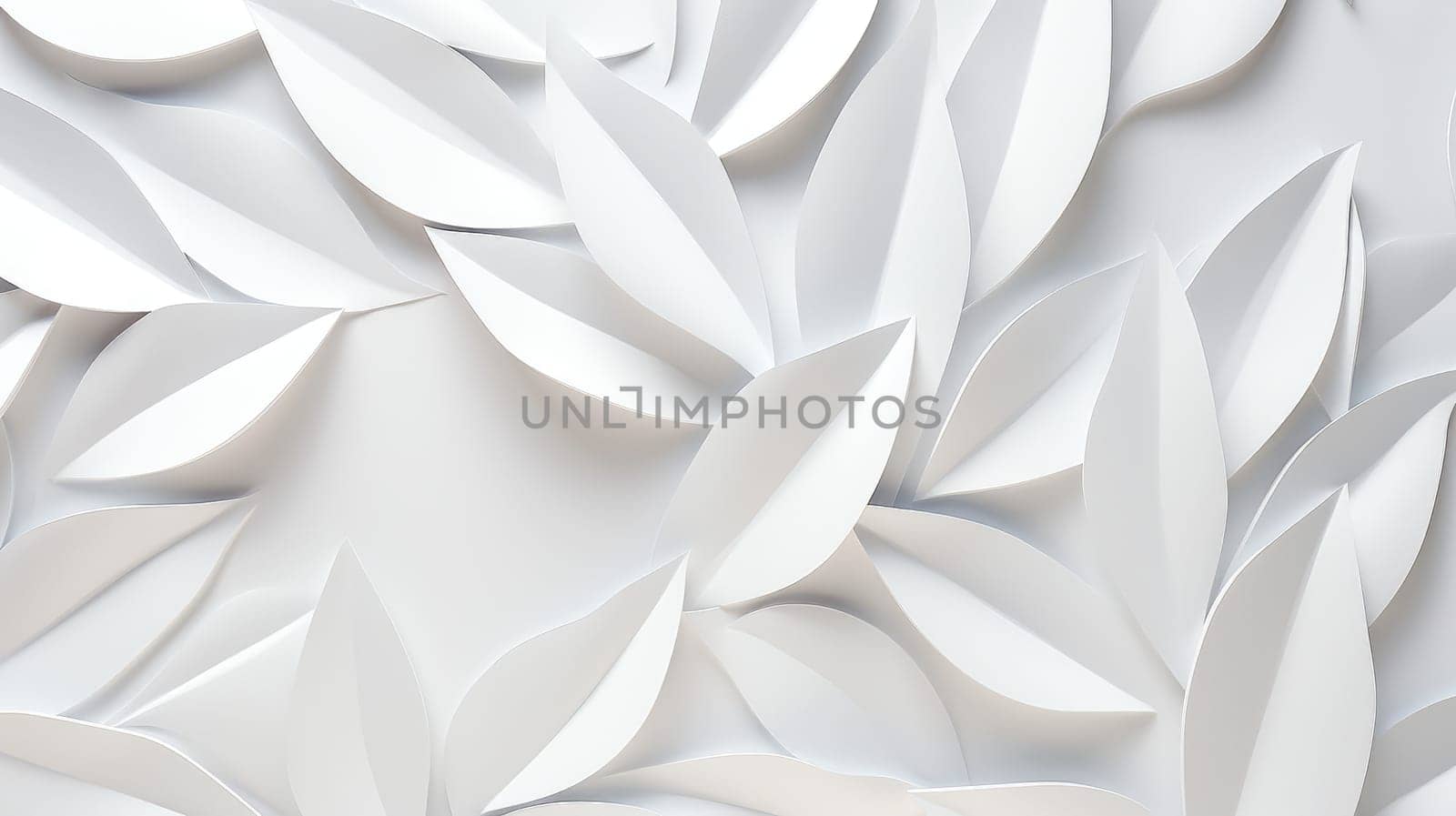 White geometric leaves 3d tiles texture background by natali_brill