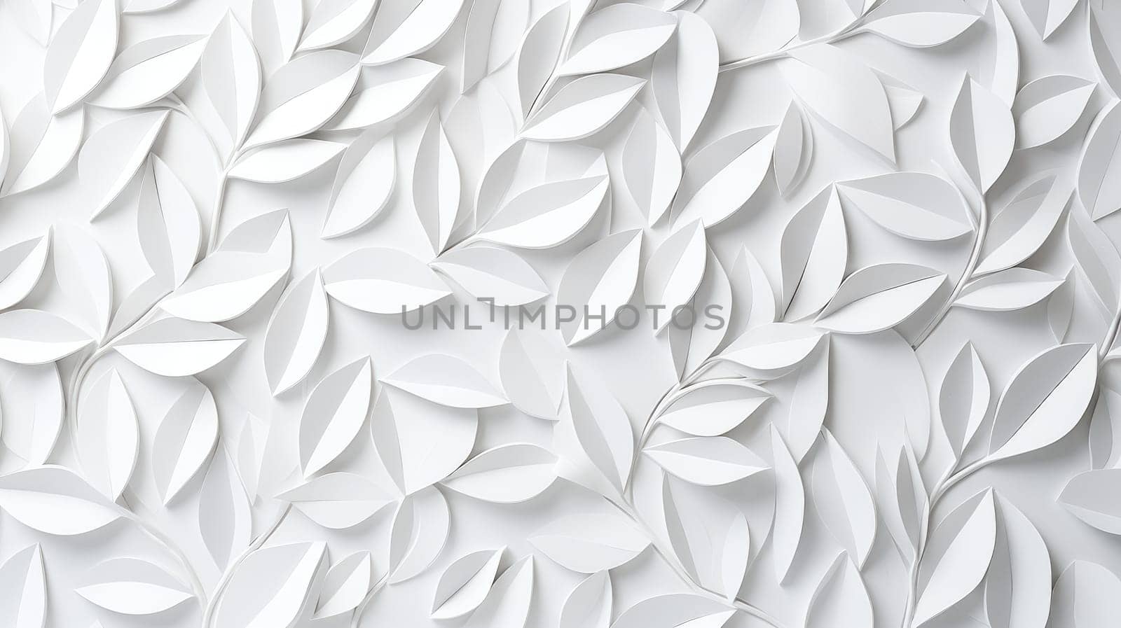 White geometric leaves 3d tiles texture background by natali_brill