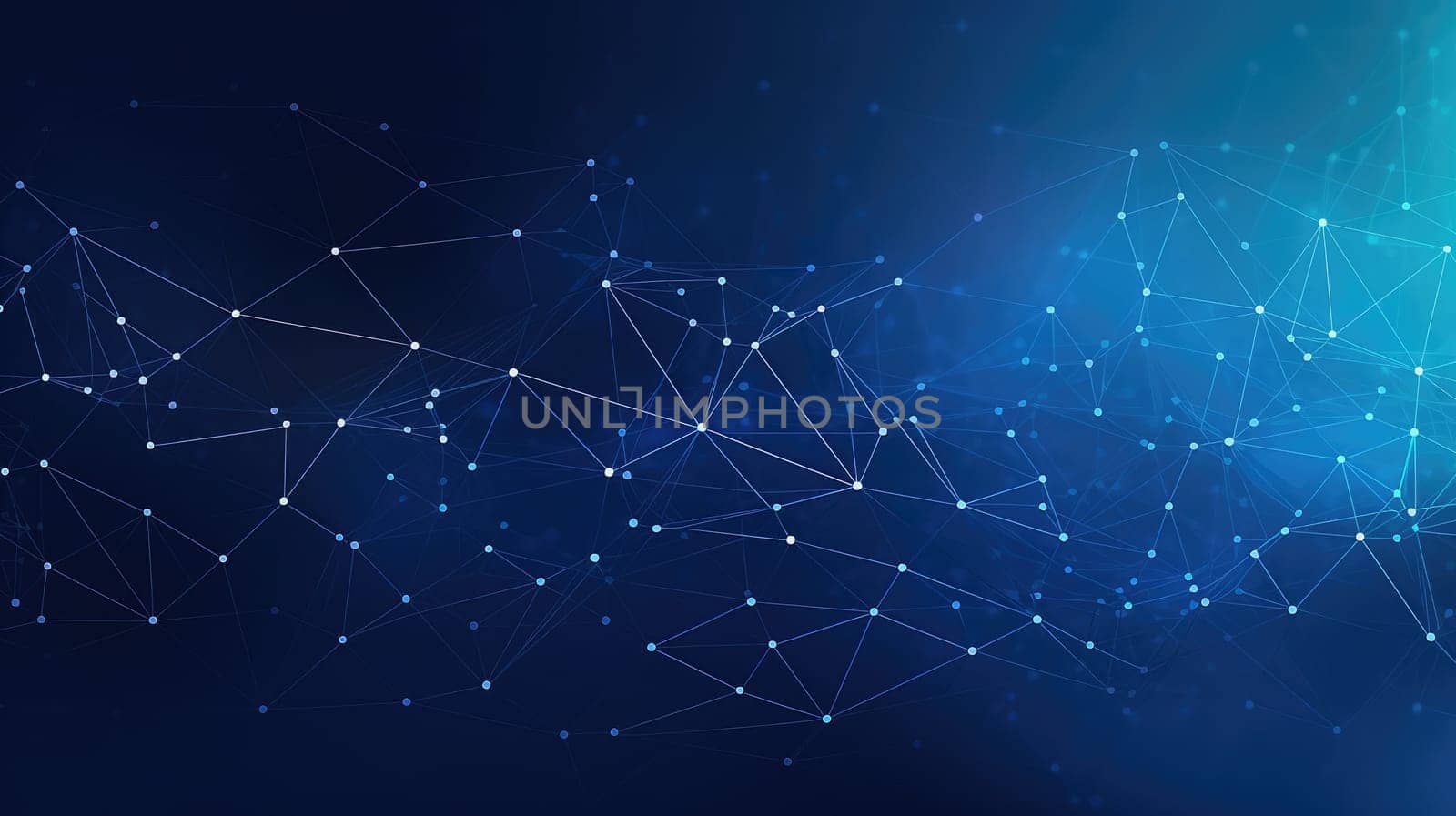 Wireframe background with plexus effect. Futuristic banner with copy space AI