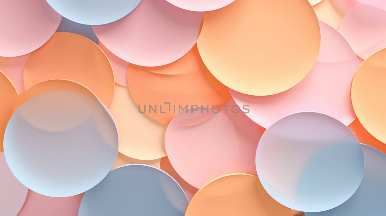 3D abstract circle background, combination of harmonious shapes in pastel tones AI