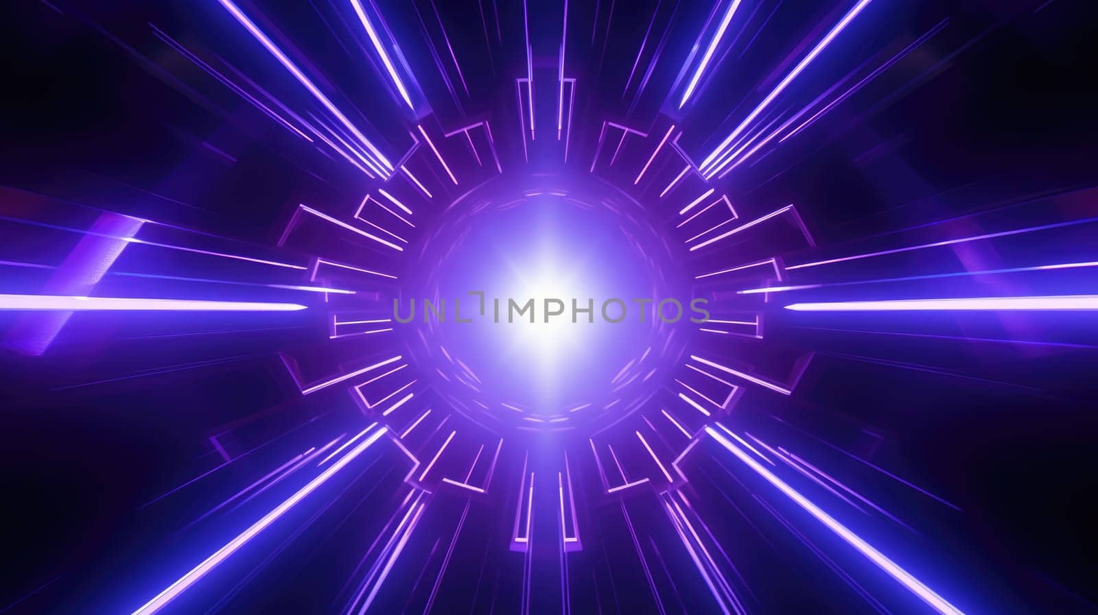 Abstract futuristic neon background, ultraviolet tunnel with rays by natali_brill
