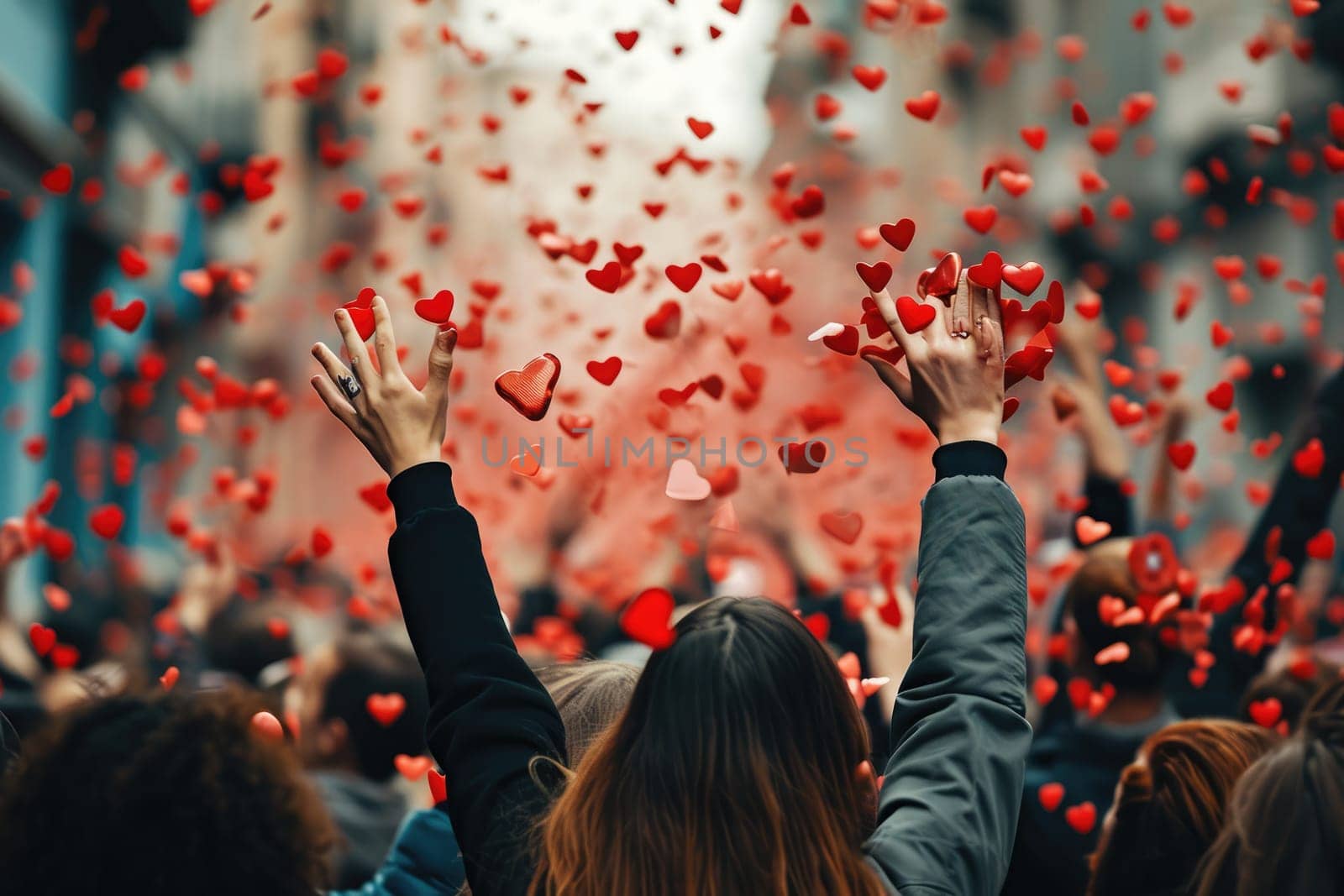 people on the street celebrate valentines day with love joy pragma by biancoblue
