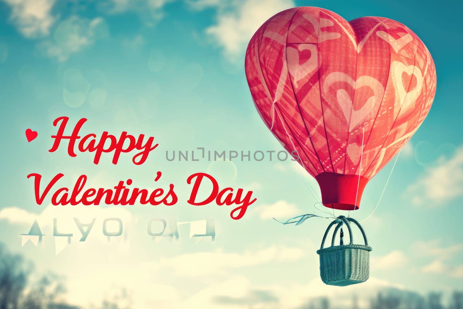 happy valentines day hot air balloon of red on sky pragma by biancoblue