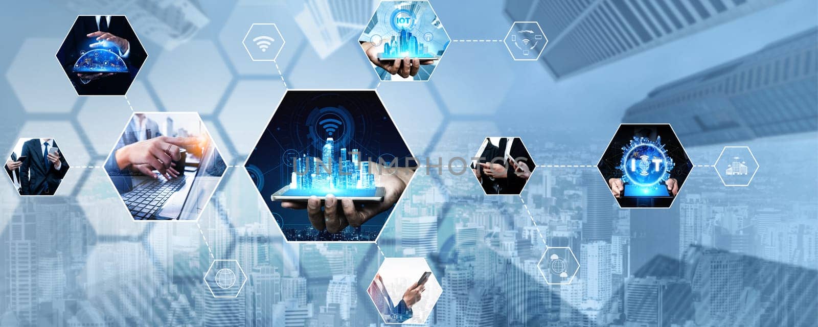 Communication technology , smart connection IOT and people network technology concept. People using connective device to connect to the secured internet network and cloud computing server kudos