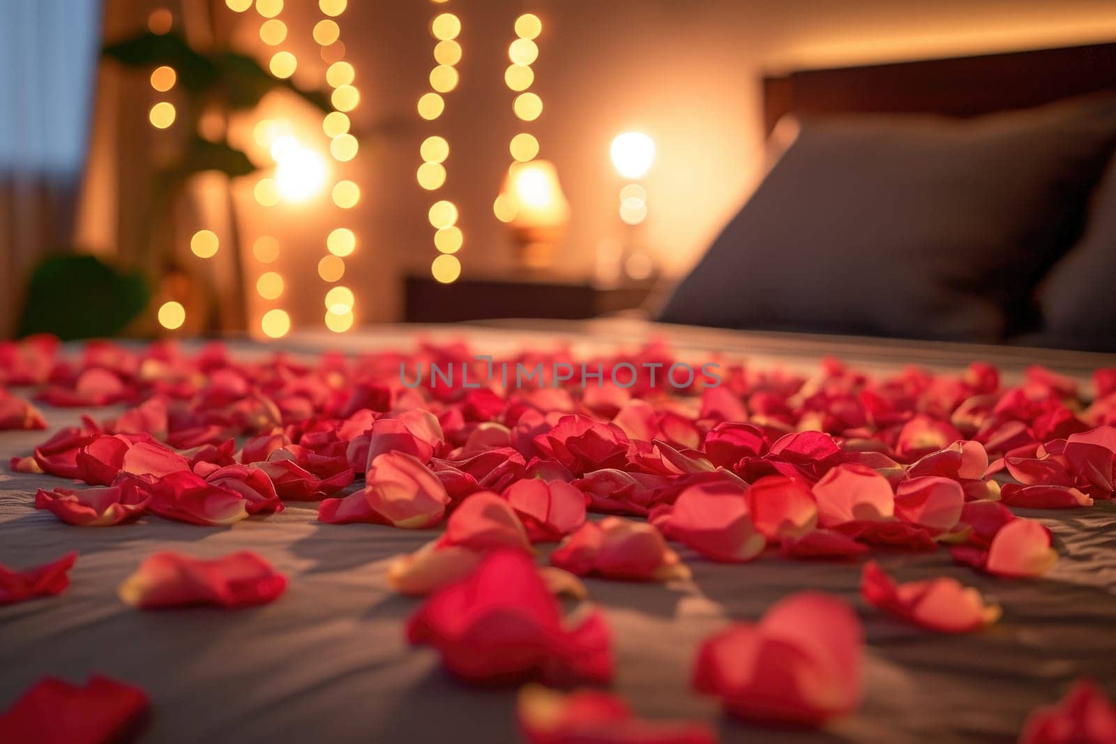 Rose Petals Pathway. Romantic background. Generative AI by itchaznong