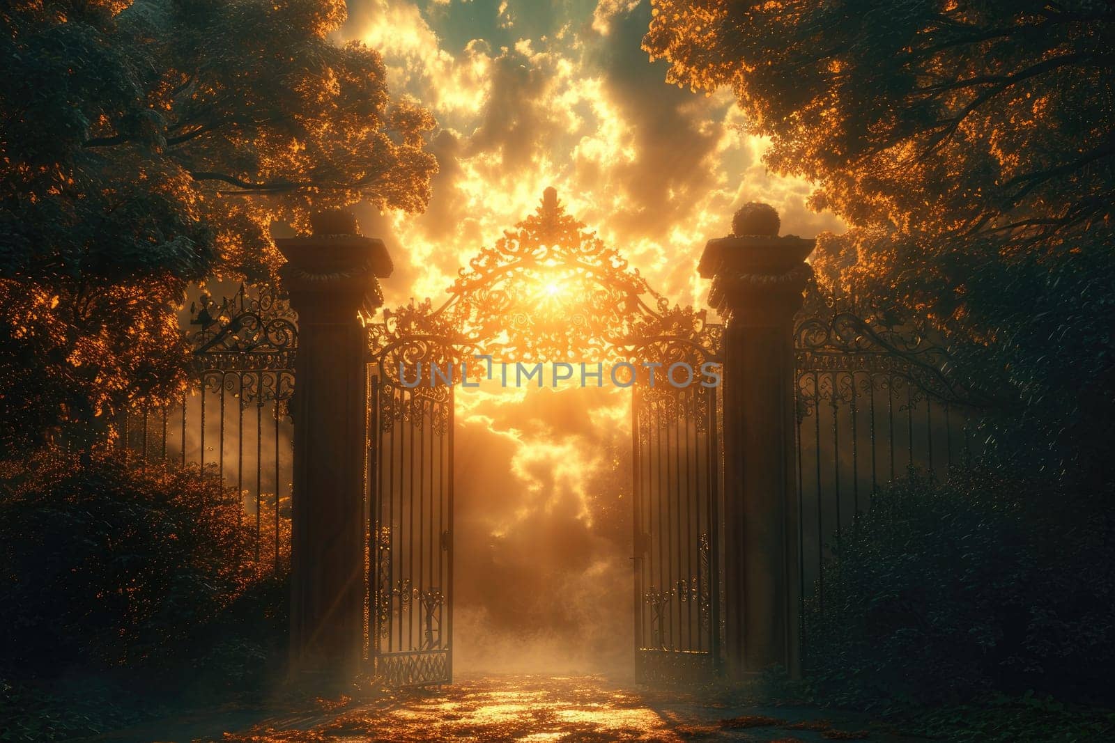 Warm and feel good heaven gate. Generative AI by itchaznong